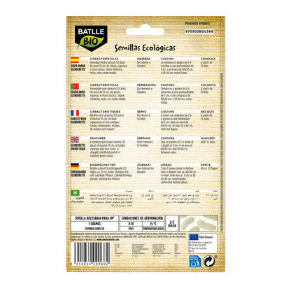 Sementes de feijão Slenderette biológicas Batlle