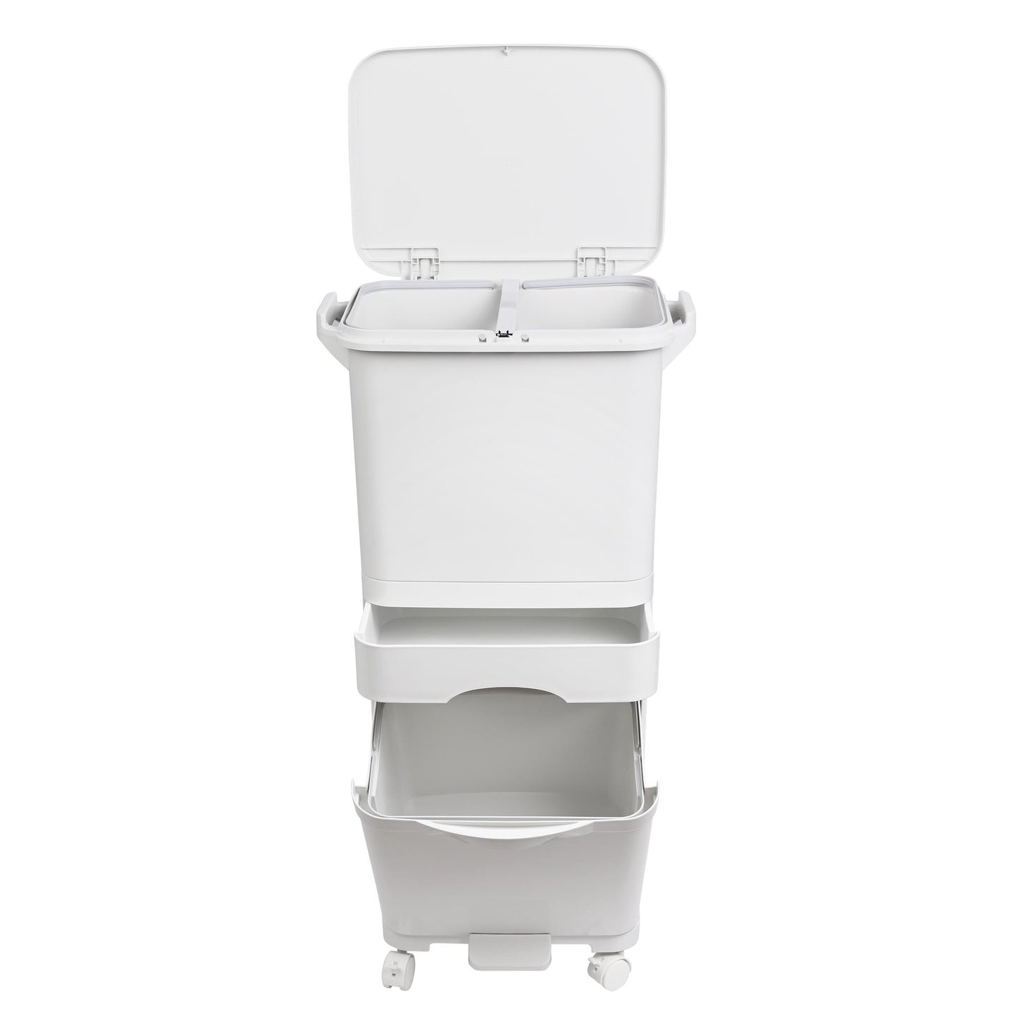 Papelera De Reciclaje Selectiva Con Pedal, Ruedas Y Asa 42l (24l + 4l + 14l) - Well Home_1
