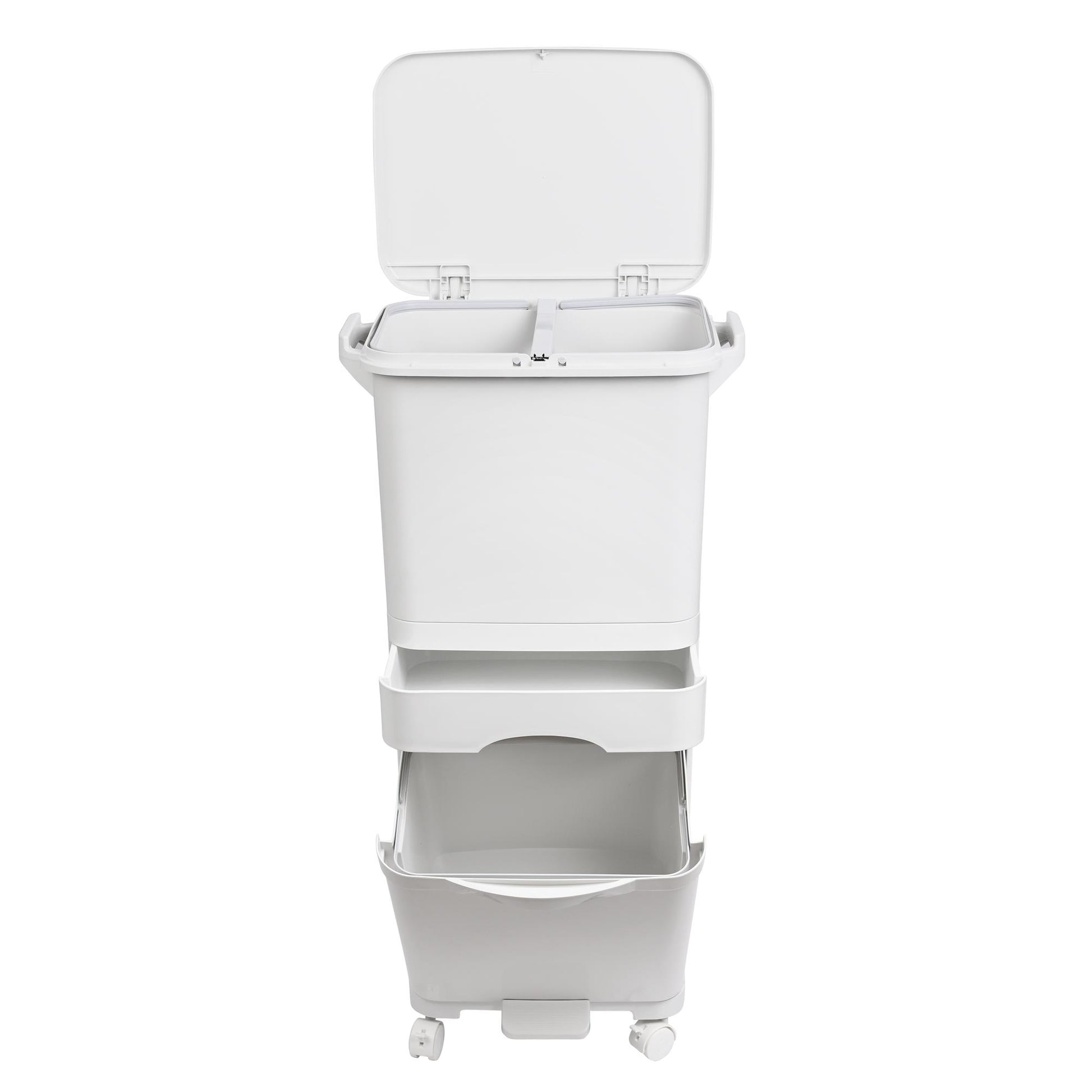 Papelera De Reciclaje Selectiva Con Pedal, Ruedas Y Asa 42l (24l + 4l + 14l) - Well Home_1