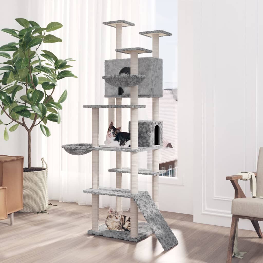 Vidaxl Rascador Para Gatos Con Postes De Sisal Gris Claro 191 Cm_1