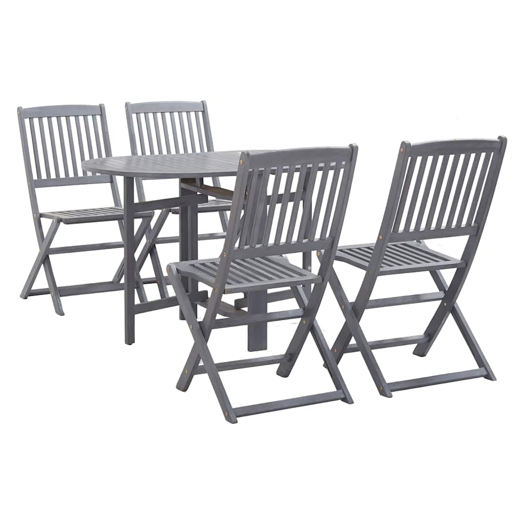 Vidaxl Juego De Comedor De Jardín 5 Pzas Madera Maciza De Acacia Gris_0