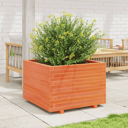 Jardinera Madera Maciza De Pino Marrón Cera 70x70x49,5 Cm_2