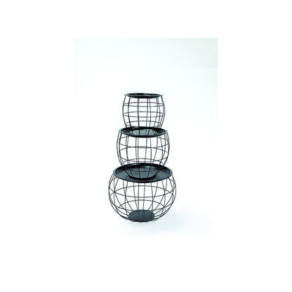Mesa De Centro Redonda,mesa Auxiliar Con Almacenaje Incorporado Metal Industrial Negro (juego De 3) S/m/l- Muebles De Salón_2