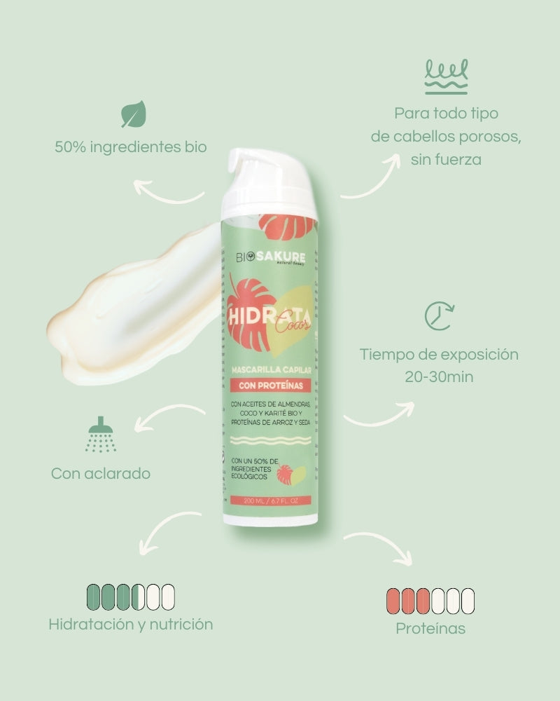 Hidrata Cocos - Acondicionador Profundo Y Mascarilla Con Proteínas 200 Ml Bio Sakure_1