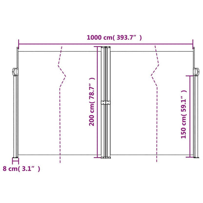 Vidaxl Toldo Lateral Retráctil Gris Taupe 200x1000 Cm_2