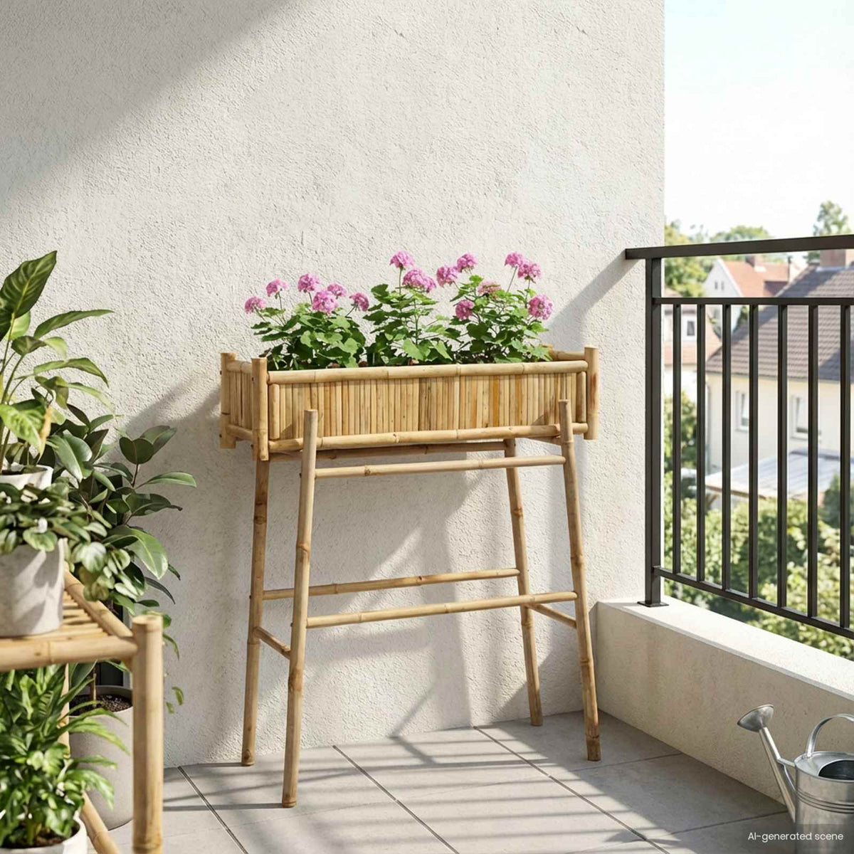 Jardín Macetero Con Soporte Natural 100 X 38 X 114 Cm Bambú_1
