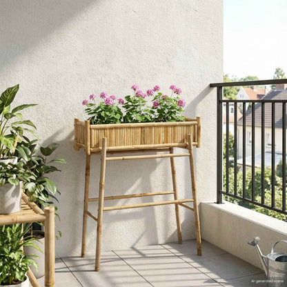 Jardín Macetero Con Soporte Natural 100 X 38 X 114 Cm Bambú_1