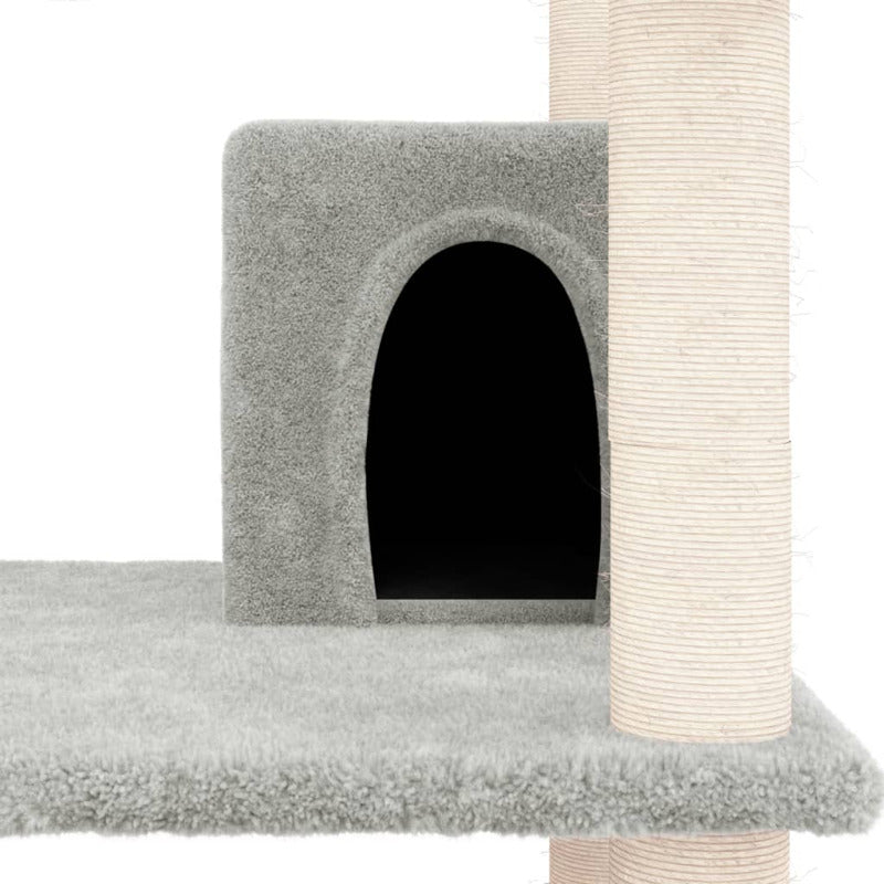 Vidaxl Rascador Para Gatos Con Postes De Sisal Gris Claro 162 Cm_5