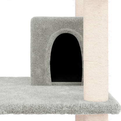 Vidaxl Rascador Para Gatos Con Postes De Sisal Gris Claro 162 Cm_5
