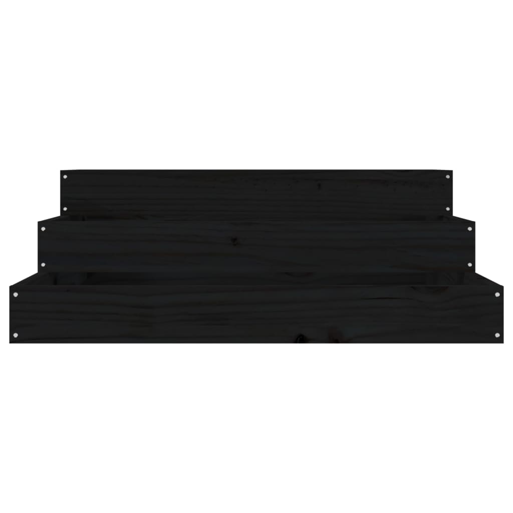 Jardinera De Madera Maciza De Pino Negro 78x78x27 Cm_3