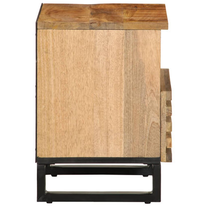 Mesita De Noche De Madera Maciza De Mango Rugosa 40x34x46 Cm_2