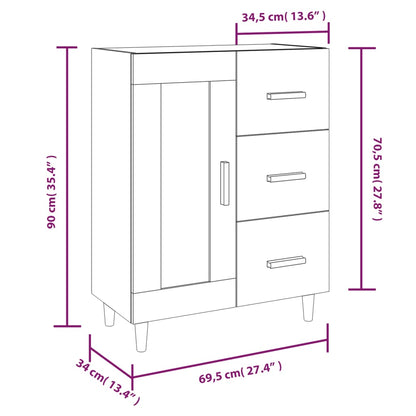 Aparador De Madera Contrachapada Blanco 69,5x34x90 Cm / Vetonek_5