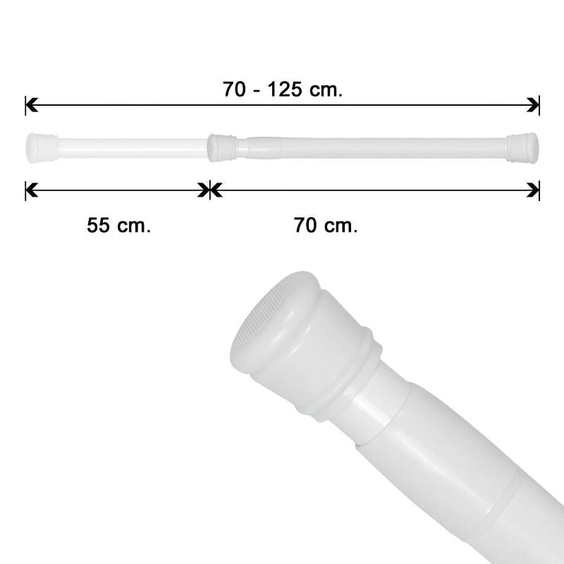 Barra Para  Cortina Ducha Extensible Aluminio Blanco 70 A 125 Cm._0