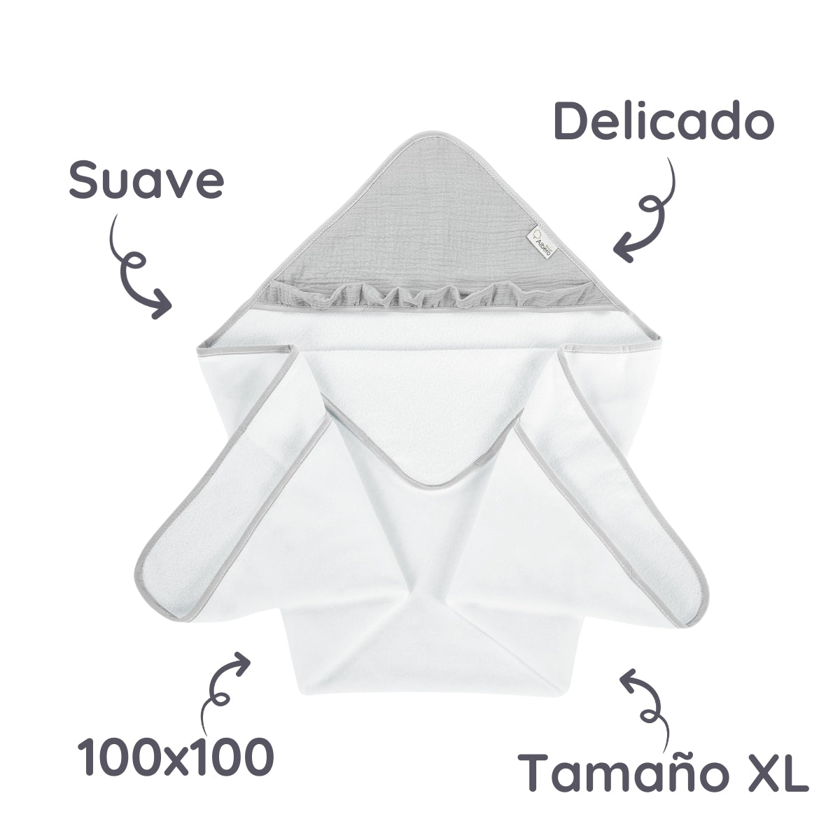 Maxicapa De Baño Para Bebés Cotton Color Gris_5