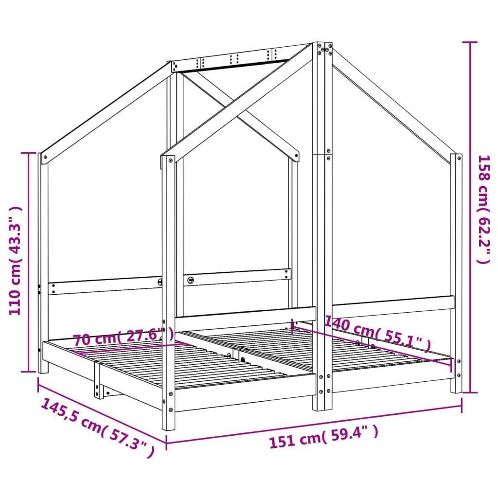 Vidaxl Estructura De Cama De Niños Madera De Pino Negro 2x(70x140) Cm_2
