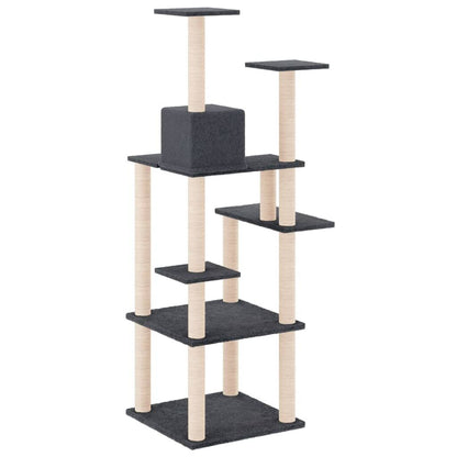 Vidaxl Rascador Para Gatos Con Postes De Sisal Gris Oscuro 153 Cm_4