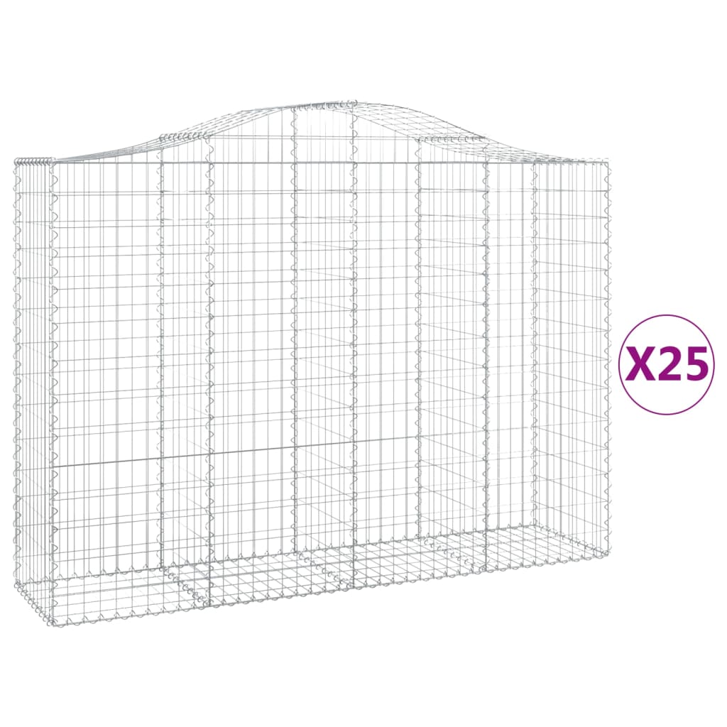 Cestas Gaviones 25 Uds Forma De Arco Hierro 200x50x140/160 Cm_0