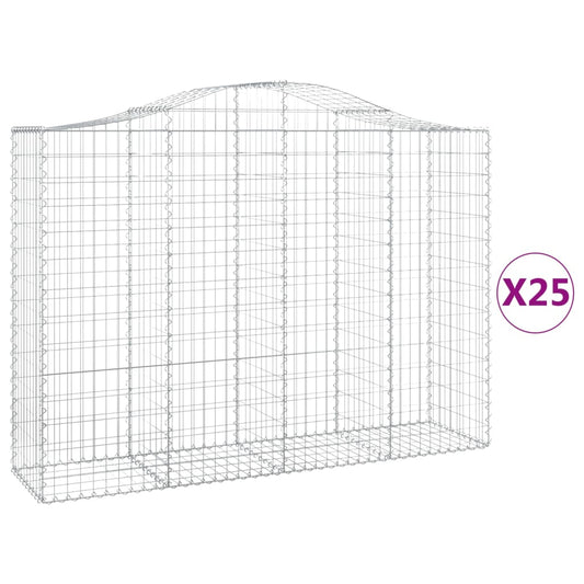 Cestas Gaviones 25 Uds Forma De Arco Hierro 200x50x140/160 Cm_0