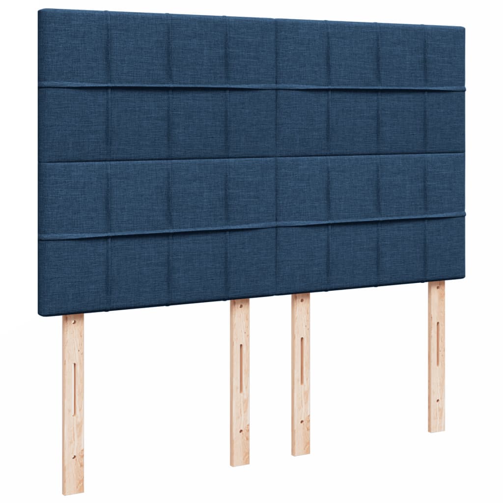Cama Box Spring Con Colchón Tela Azul 140x190 Cm / Vetonek_3