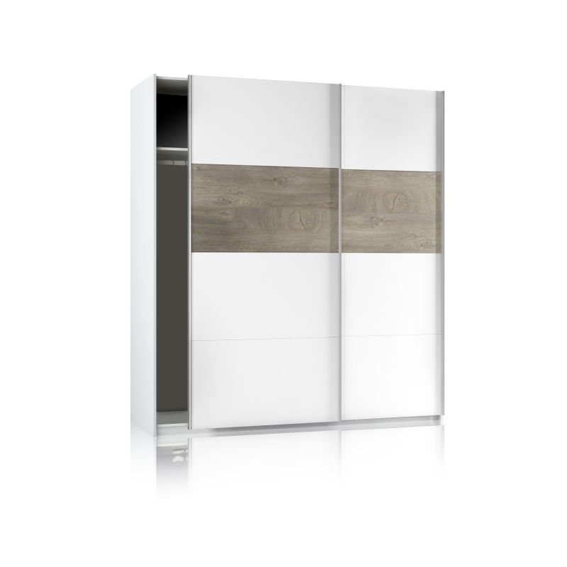 Armario Brike 180 2 Puertas Correderas Melamina, Blanco Artik, 180 X 200 X 60_2