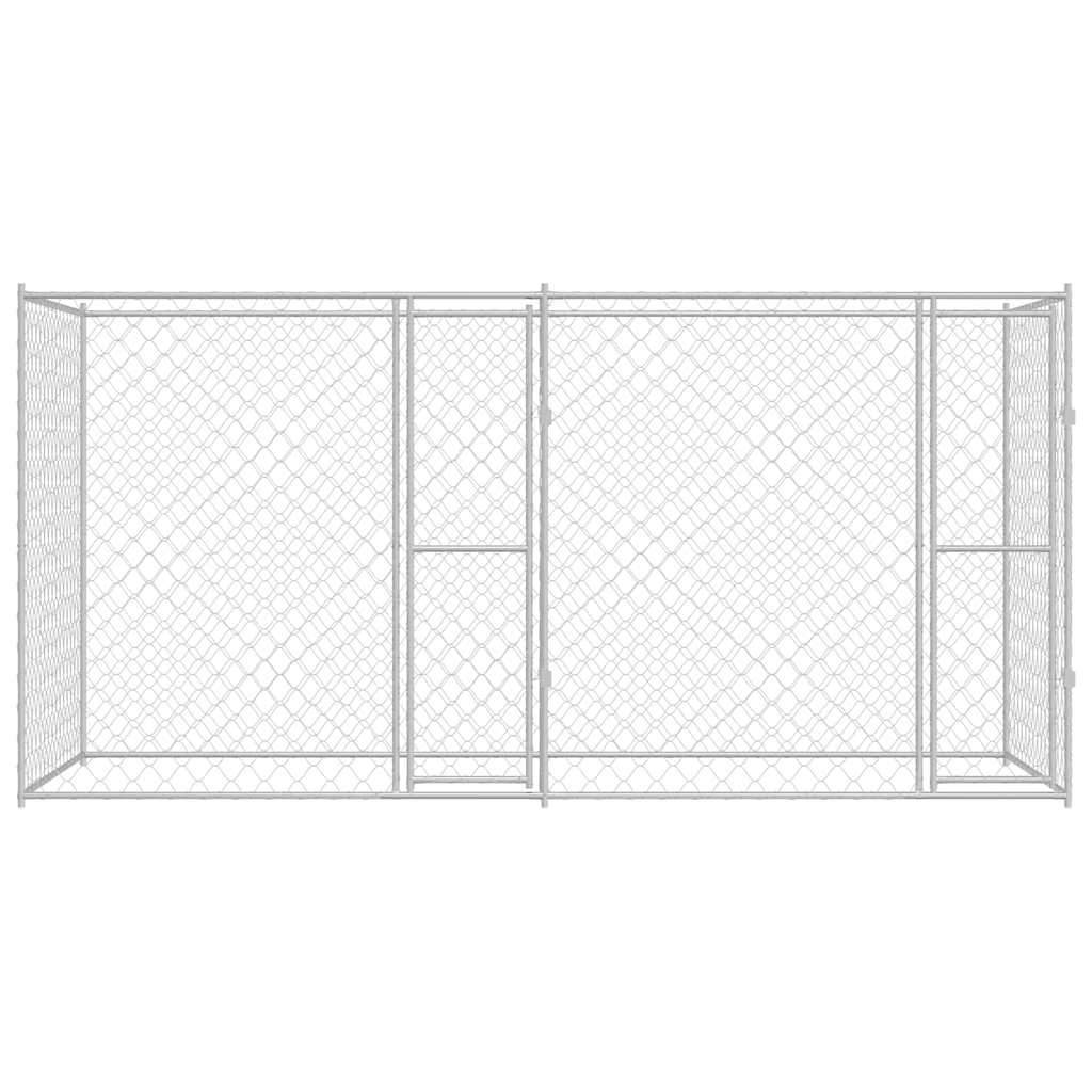 Jaula Para Perro Plateado 400 X 200 X 200 Cm Acero Galvanizado_3