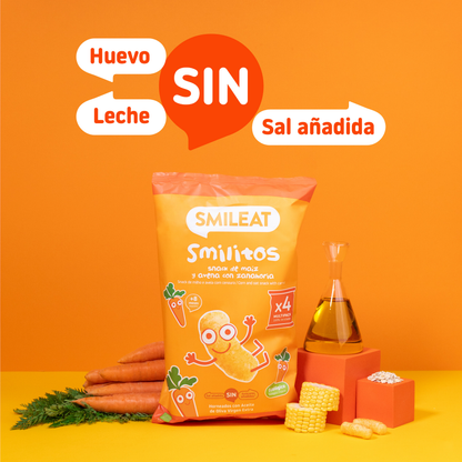 Smilito Milho, Aveia e Cenoura Multipack ECO Smileat 4 saquetas de 12g.