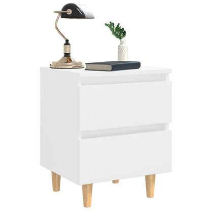 Mesita De Noche Patas Madera Pino Blanco Con Brillo 40x35x50cm_4