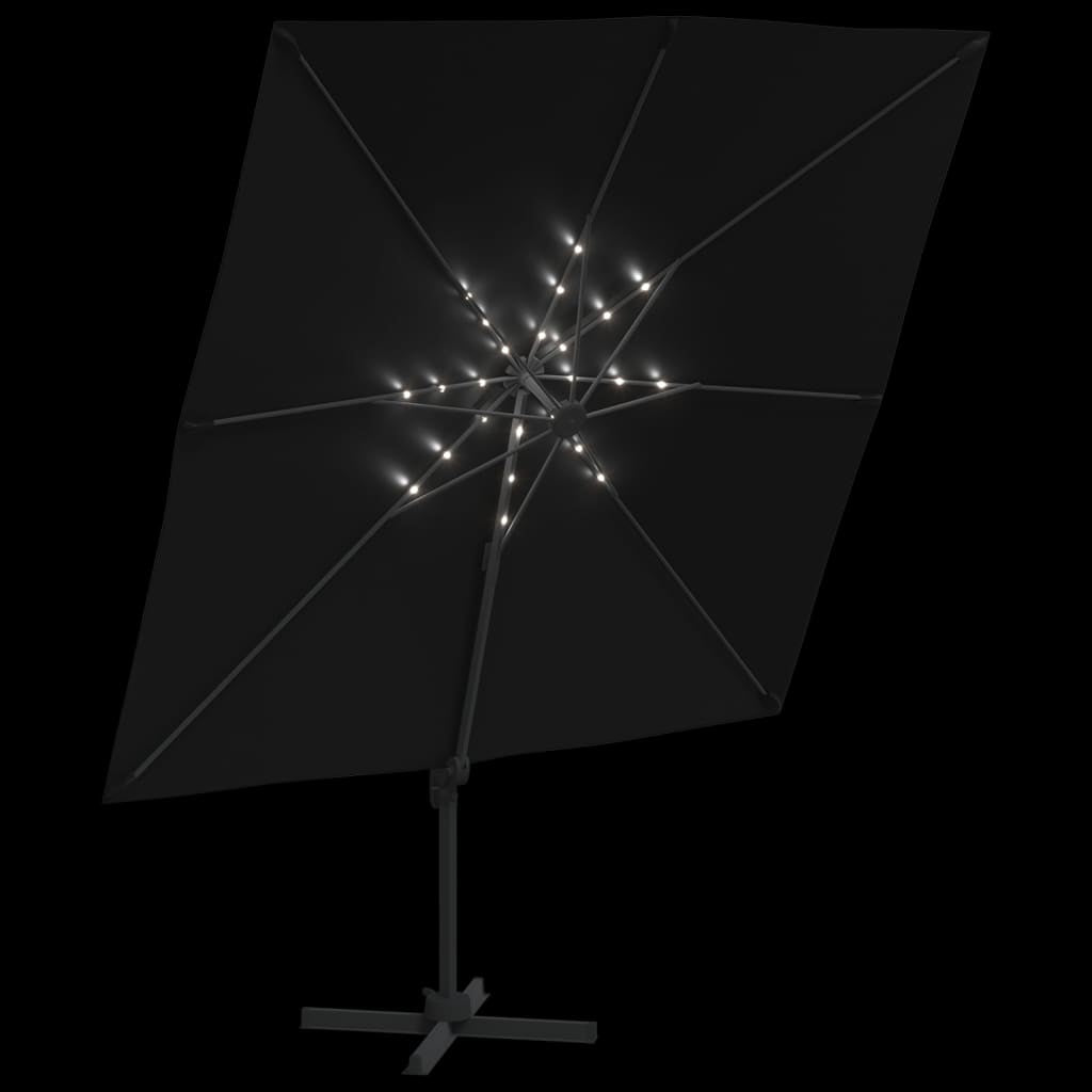 Vidaxl Sombrilla Voladiza Con Leds Negro 400x300 Cm_3