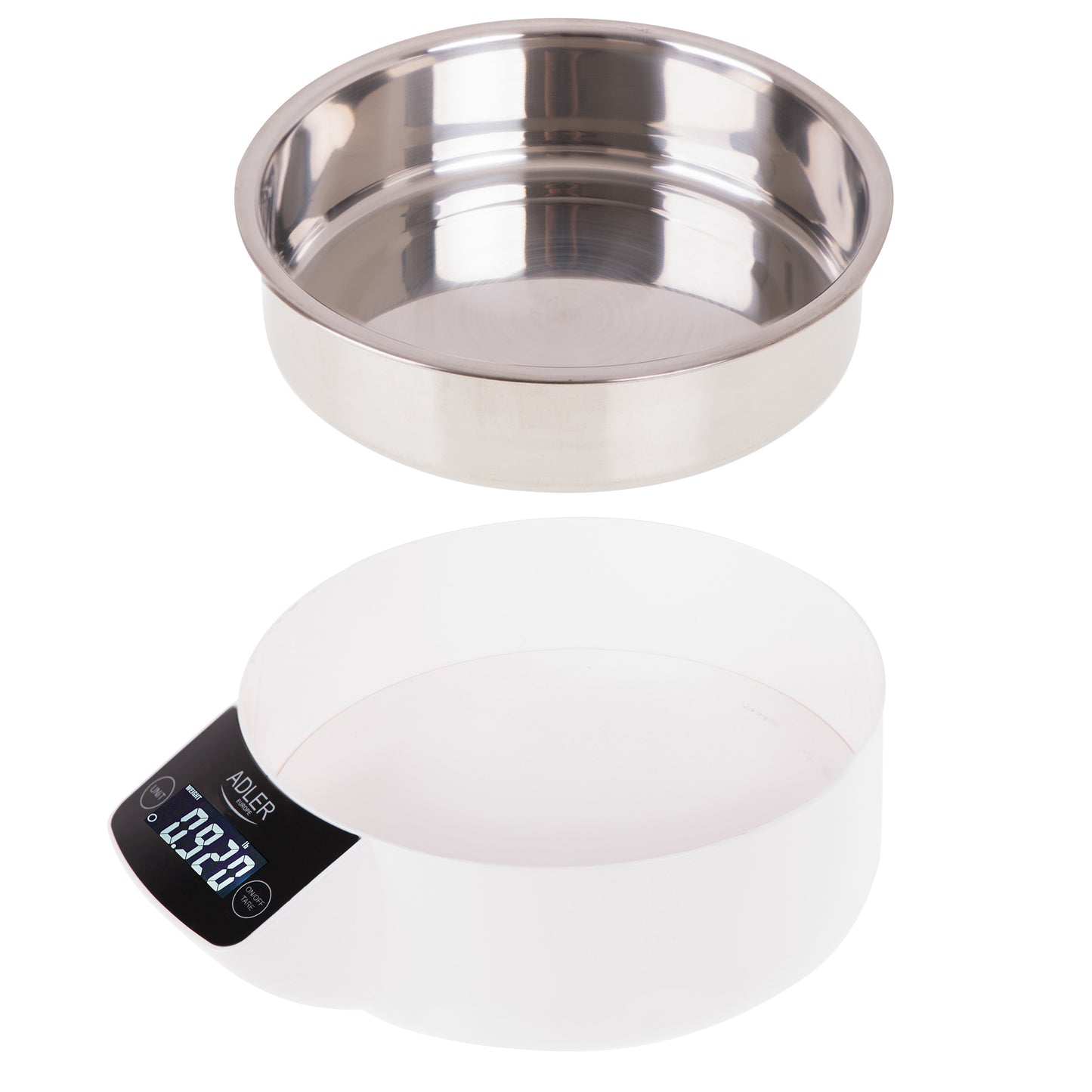 Báscula Cocina Digital Bol Removible, Tazón 900ml, Acero Inox, Medición Líquidos, Precisión 1g Adler Ad 3166 Blanco_2