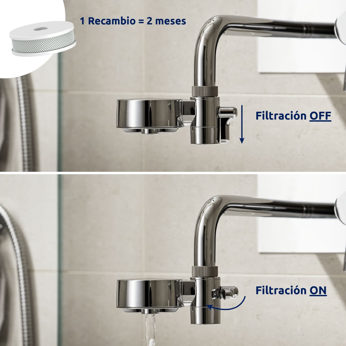 Filtro de água para torneira cromada EcoPro Compact Tapwater