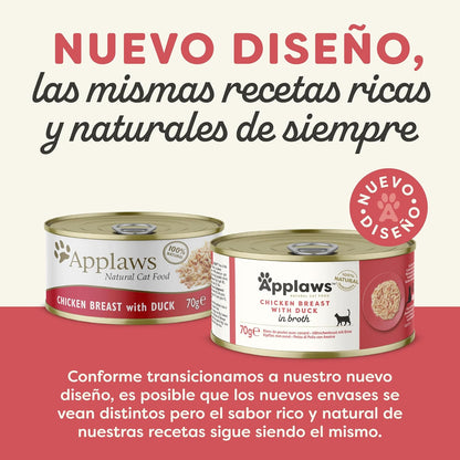 Applaws Cat Can Frango e Pato 70g Ração Húmida Natural para Gatos Sem Grãos