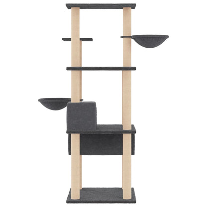 Rascador Para Gatos Con Postes De Sisal Gris Oscuro 141 Cm_3