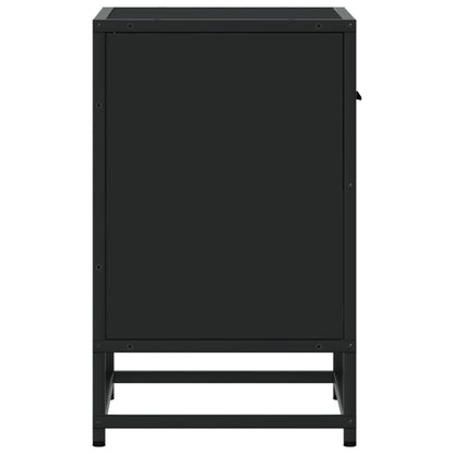 Mesita De Noche Madera Ingeniería Negro 40x31x50 Cm_4