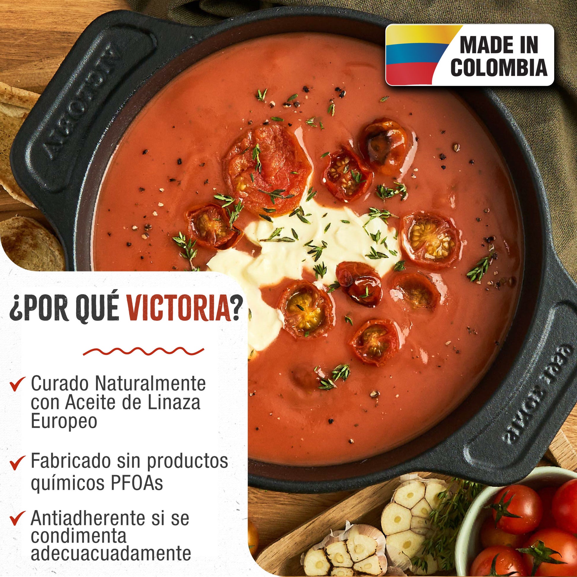Victoria Horno Holandés Olla Inducción Hierro Fundido Curado 20cm, Cocotte 1,9l, Sin Ptfe Ni Pfoa, 31114, Negro_1