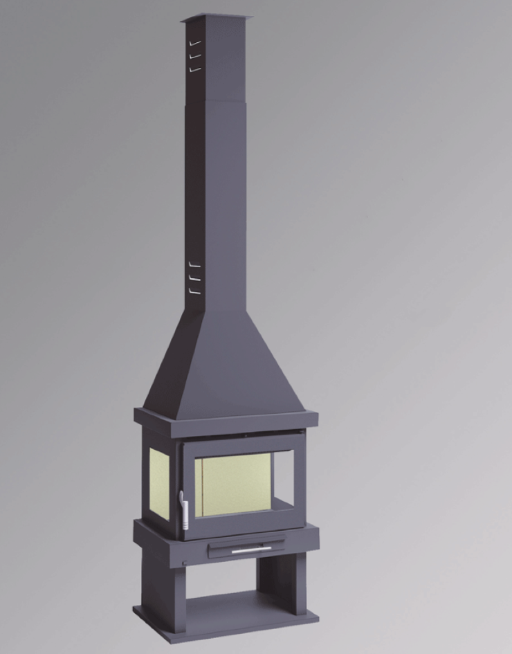 BRICOSOL Chimenea de leña frontal a 3 caras FM Modelo C-303 Sin Turbina, Vermiculita_0