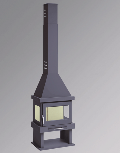 BRICOSOL Chimenea de leña frontal a 3 caras FM Modelo C-303 Sin Turbina, Vermiculita_0
