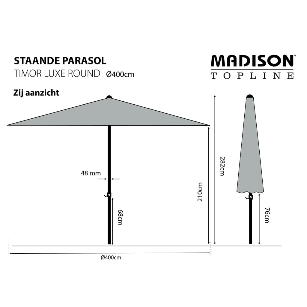 Madison Sombrilla De Jardín Timor Luxe Taupe 400 Cm Pac8p015_2
