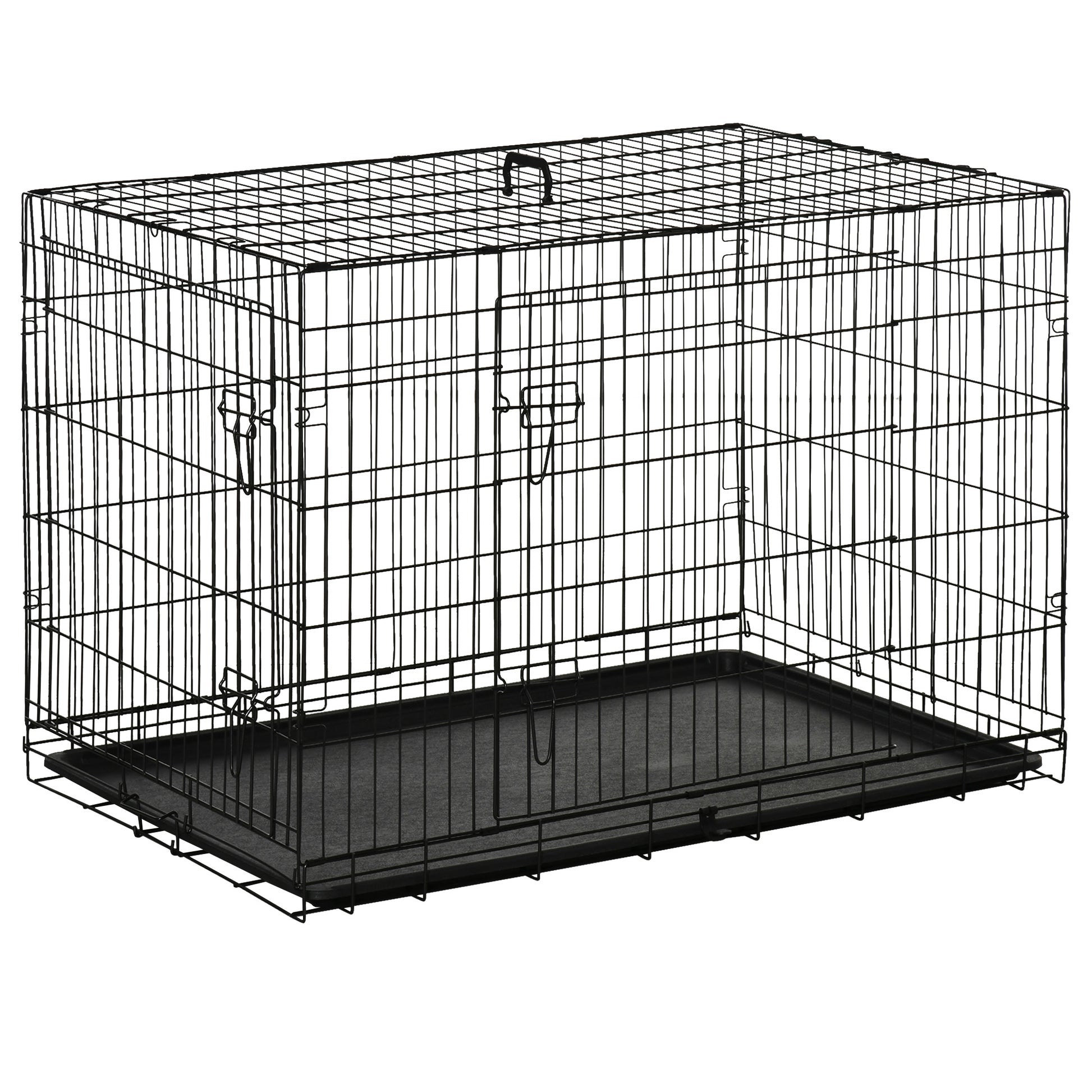 Pawhut Transportín Jaula De Transporte De Metal Para Perro 106x71,5x76 Cm Negro_0