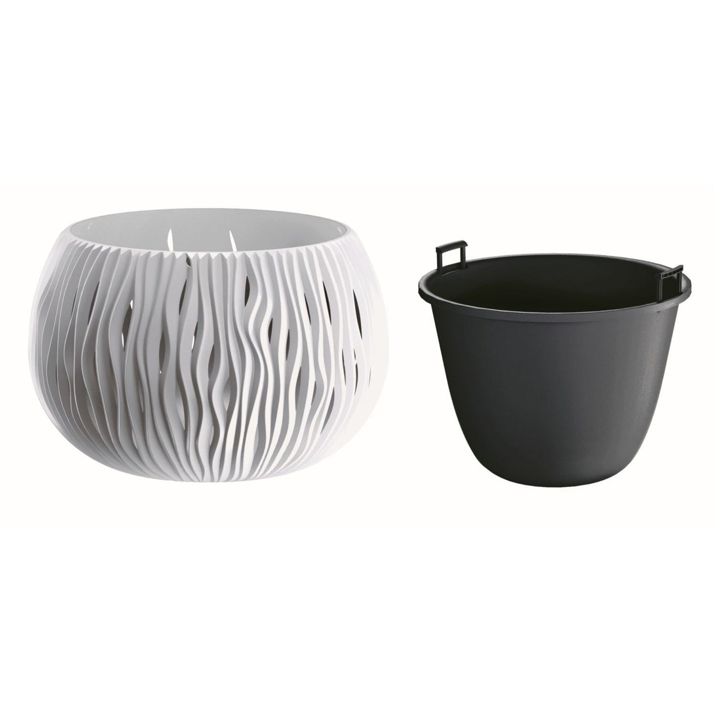 Prosperplast Bowl Sandy De Plástico Con Depósito En Color Blanco, 13,6 (alto) X 18 (ancho) X 18 (profundo) Cms_2