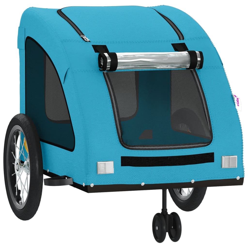 Remolque De Bicicleta Mascotas Hierro Tela Oxford Azul_4