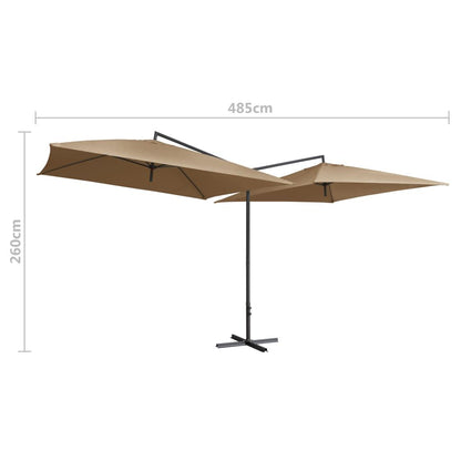 Vidaxl Sombrilla Doble Con Palo De Acero Gris Taupe 250x250 Cm_2