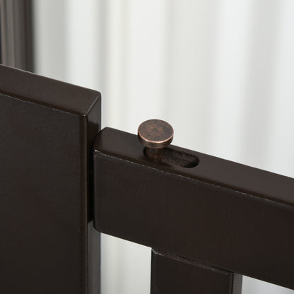 Pawhut Barrera Para Perros Plegable De Madera Con 1 Puerta 155x35,5x76 Cm Café_4