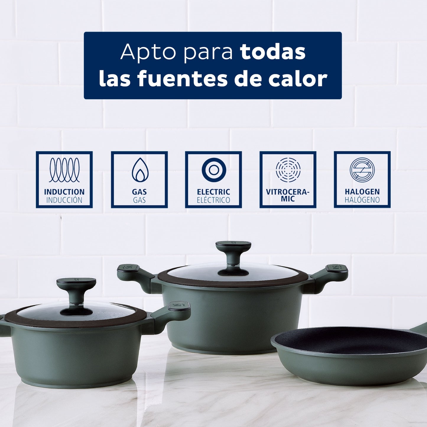 Set 5pcs Bateria De Cocina Aluminio Fundido Ind_2