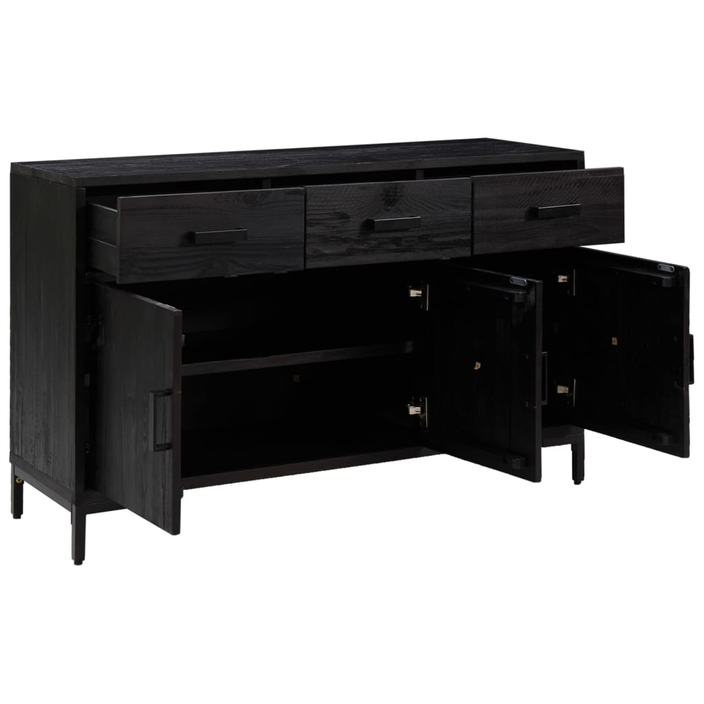 Aparador De Madera Maciza De Pino Negro 110x35x70 Cm / Vetonek_0
