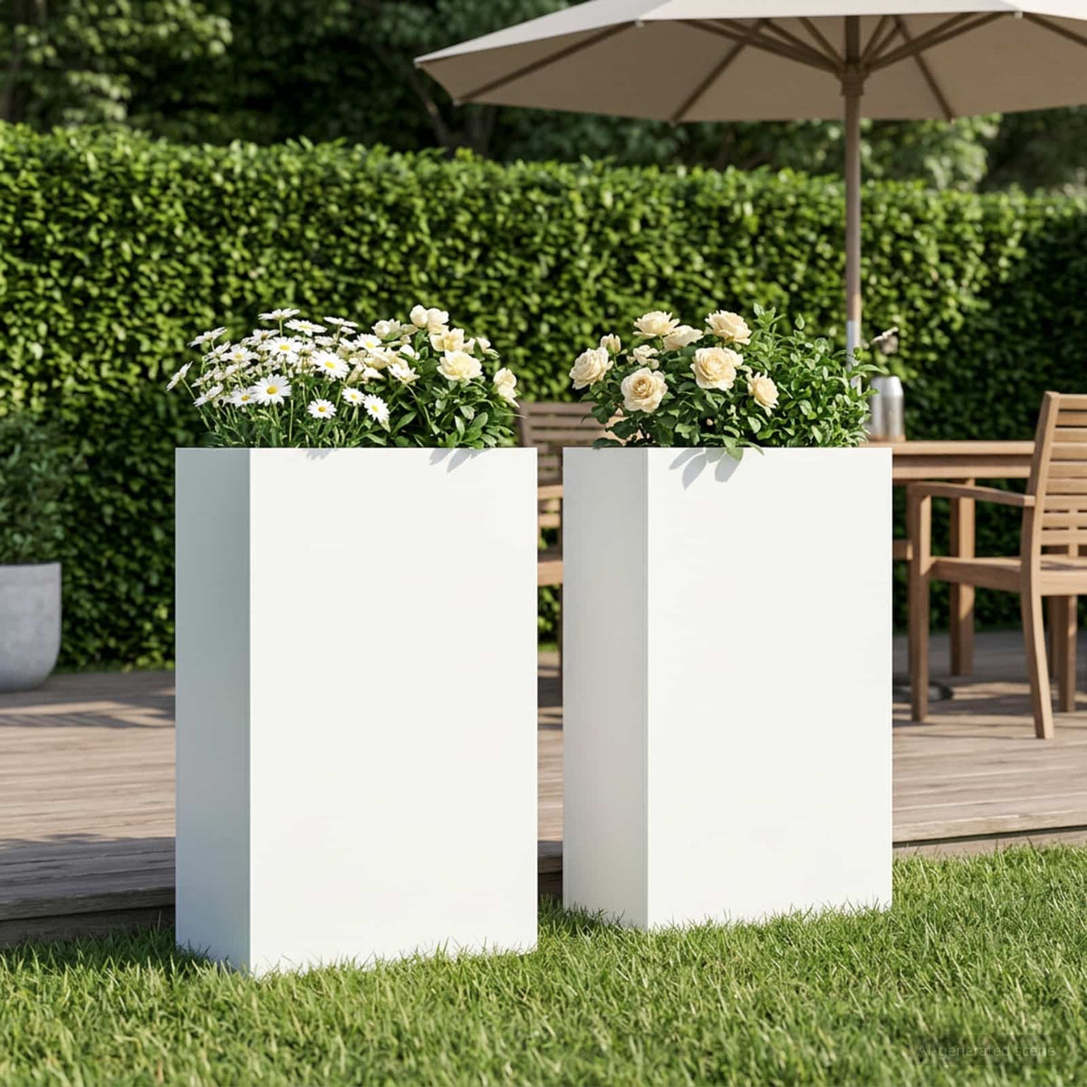 Macetero De Jardín 2 Uds. Blanco 50 X 20 X 75 Cm_1