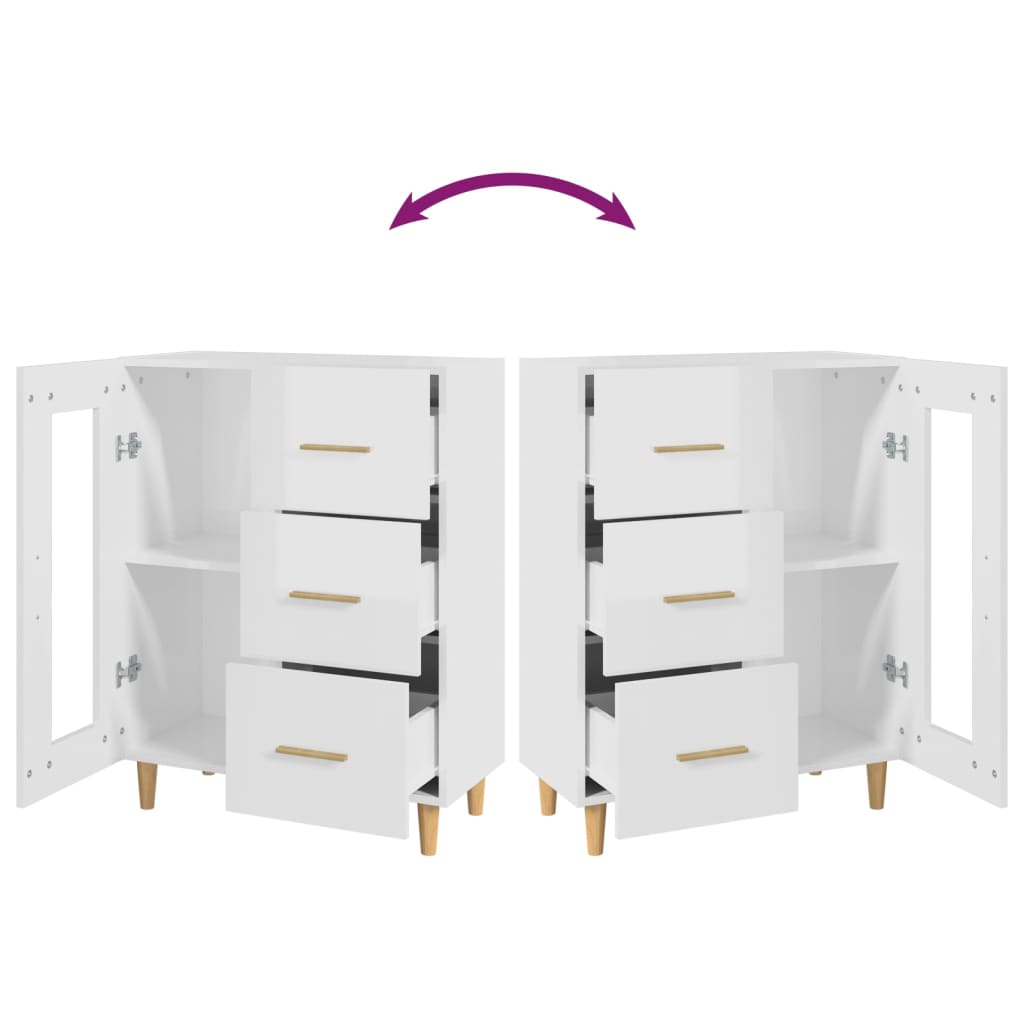 Aparador De Madera Contrachapada Blanco Brillante 69,5x34x90 Cm / Vetonek_3