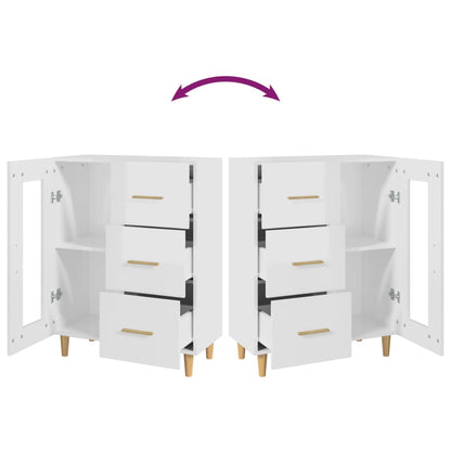 Aparador De Madera Contrachapada Blanco Brillante 69,5x34x90 Cm / Vetonek_3