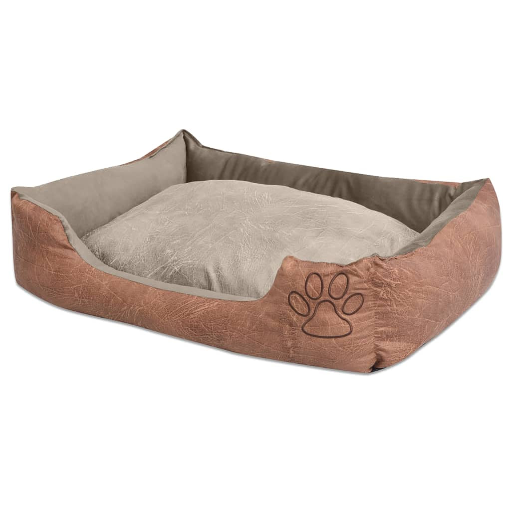 Vidaxl Cama Para Perro Con Cojín Pu Cuero Artificial Talla Xl Beige_0