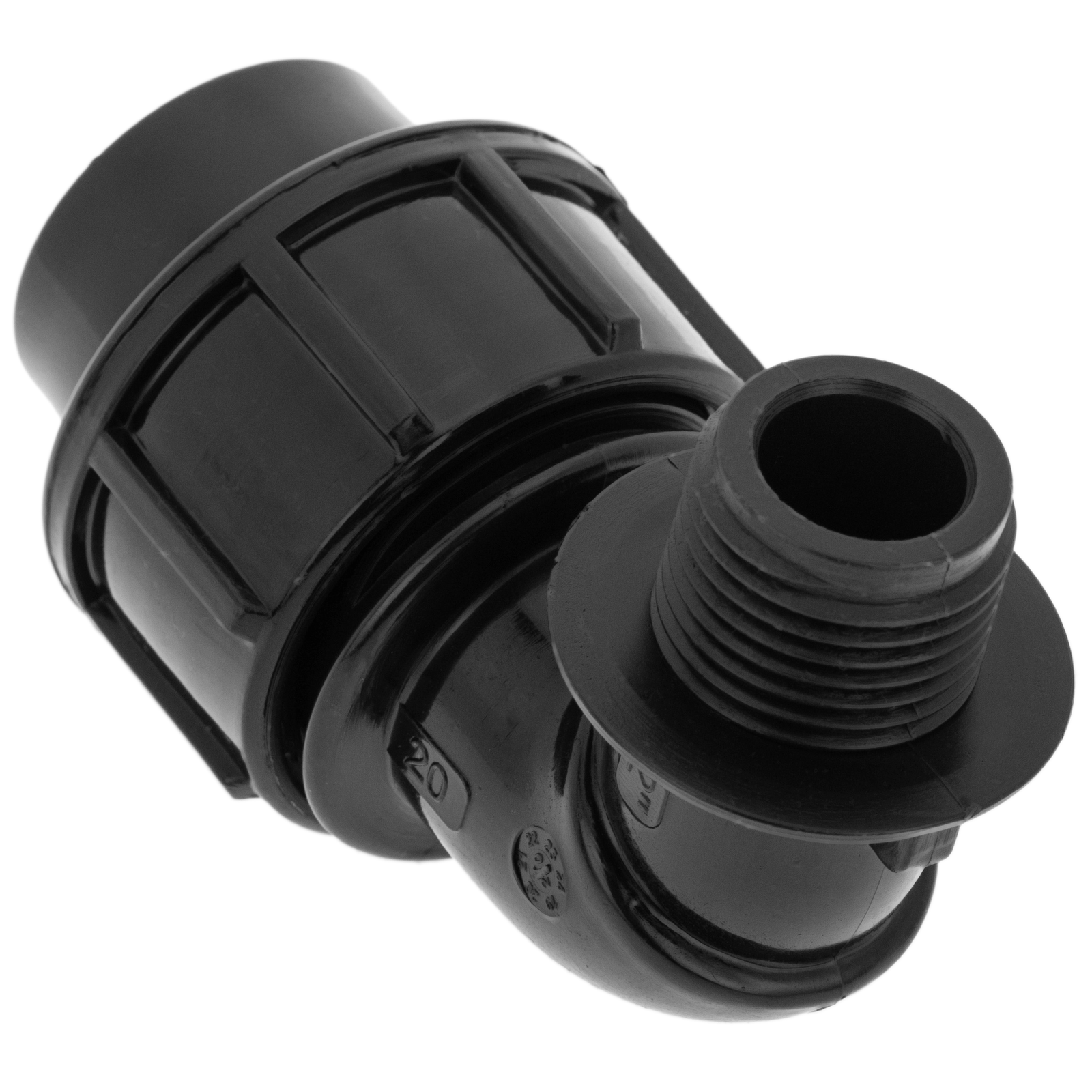 Pack De 5 Unidades Terminal De Rosca Macho Acodado De Polietileno 25 Mm X 3/4“ Para Sistema De Riego_1