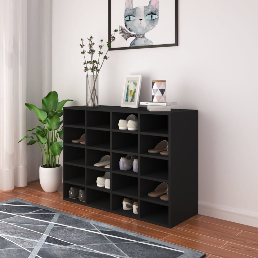Vidaxl Zapatero De Madera Contrachapada Negro 92x30x67,5 Cm_1